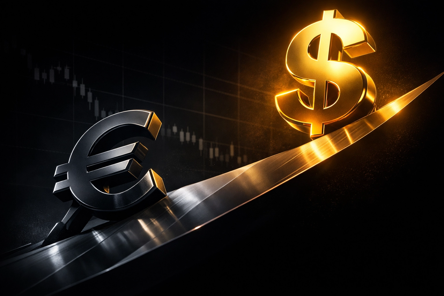 EUR/USD currency pair showing US Dollar strength overpowering Euro in forex market