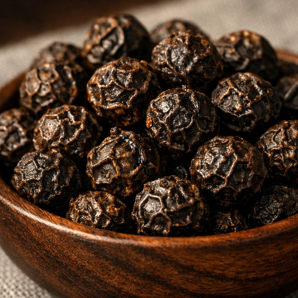 Premium Tellicherry black peppercorns from Kerala, the best of Kerala spices online.