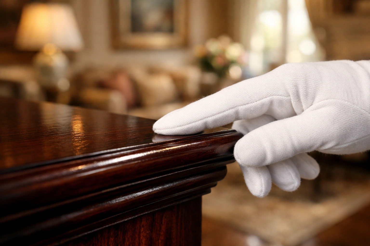 White glove inspection for a deep cleaning in a luxury Winter Park home listing.