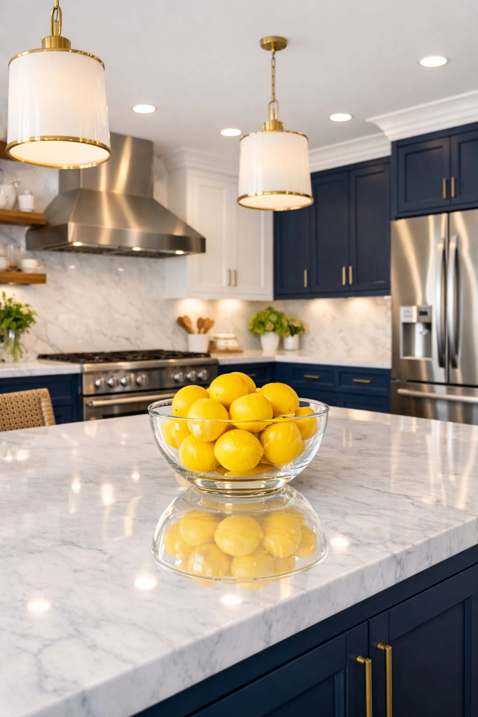 Pristine kitchen with marble countertops, cleaned by apartment cleaning services in Leominster MA.