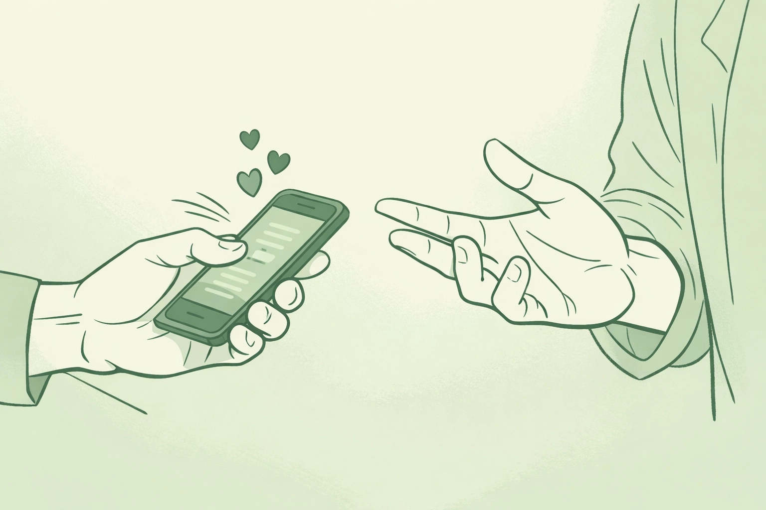 Gay couple connecting through smartphone messaging on LGBTQ+ dating app