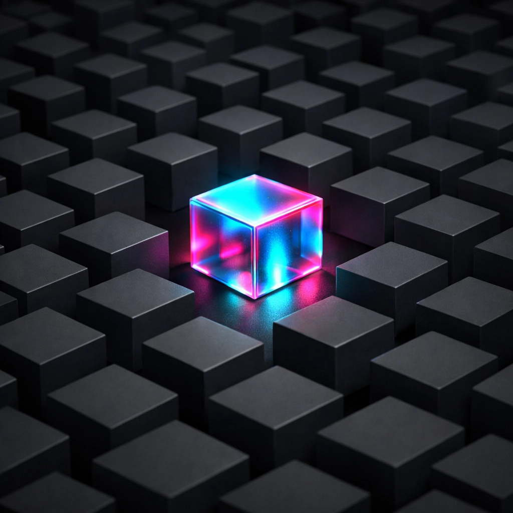 One bright icon standing out in a sea of grey, illustrating how high CTR thumbnails grab attention.