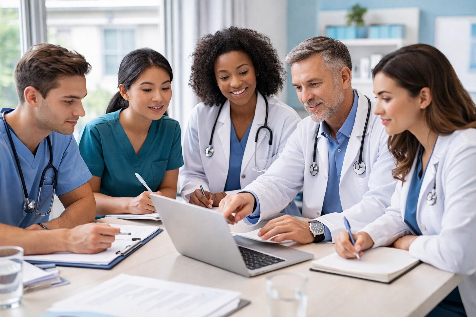 Healthcare team reviewing clinical documentation together to ensure Medicare audit compliance