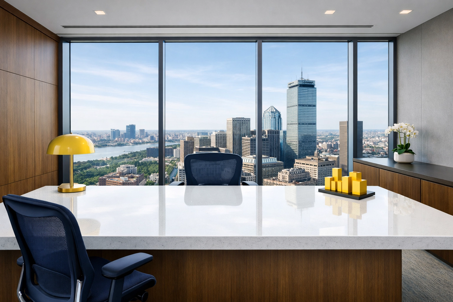 A clean, minimalist workspace prepared for deep sanitization by a Boston office cleaning company.