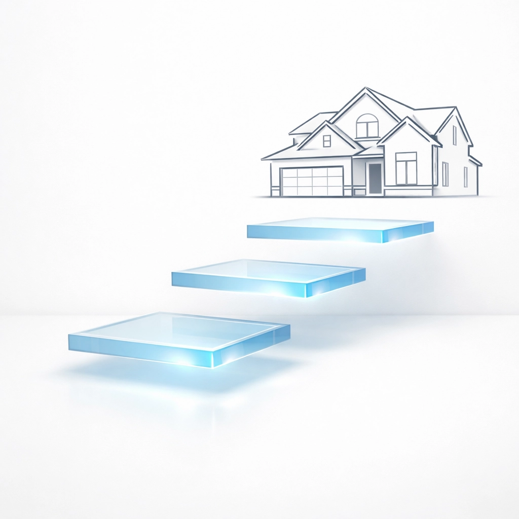 A modern staircase representing 2/1 buy-down stages for a Houston home, illustrating increased buyer affordability.