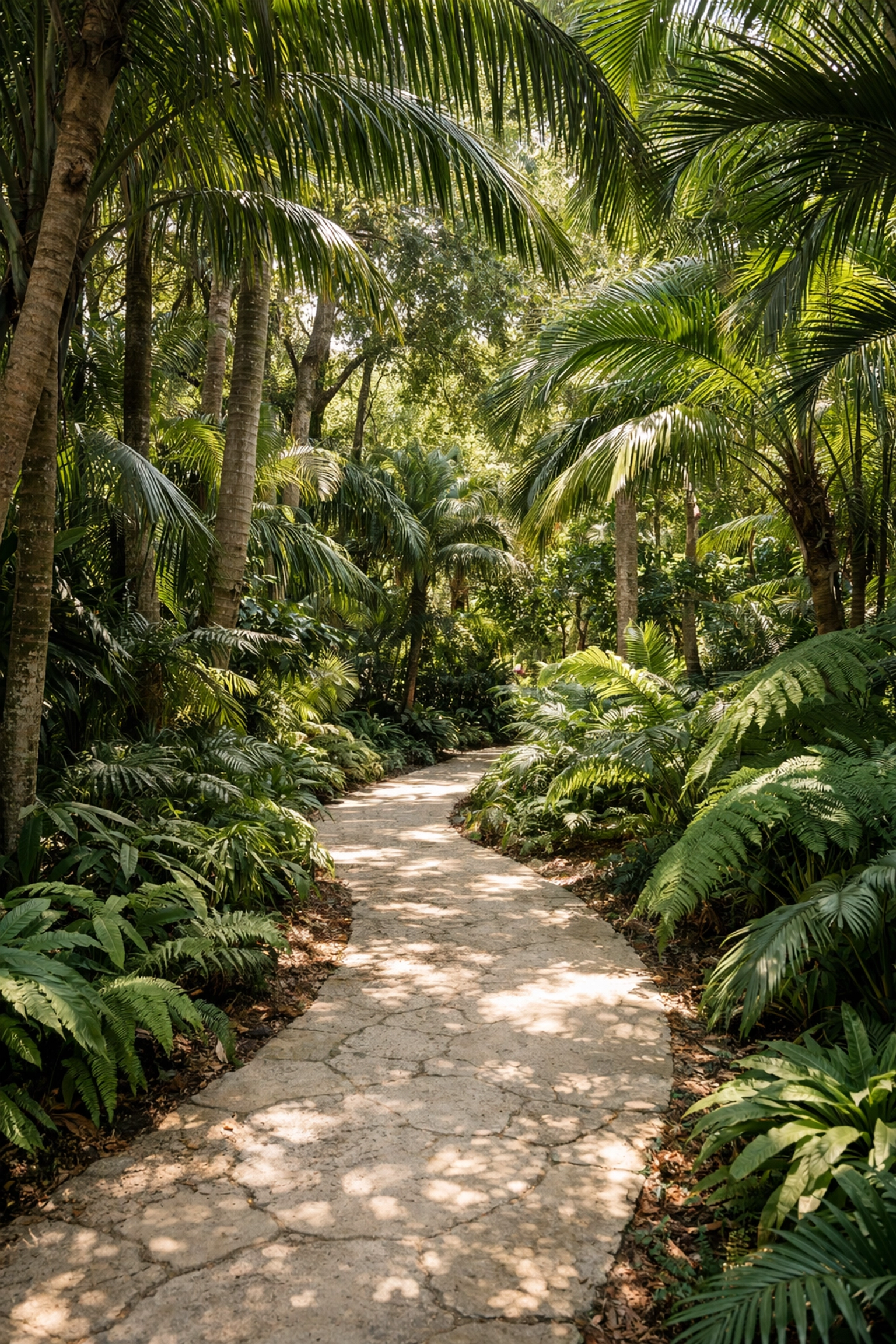 Dappled sunlight on tropical paths at Fairchild Botanical Garden, a top miami photo spot for lush landscapes.