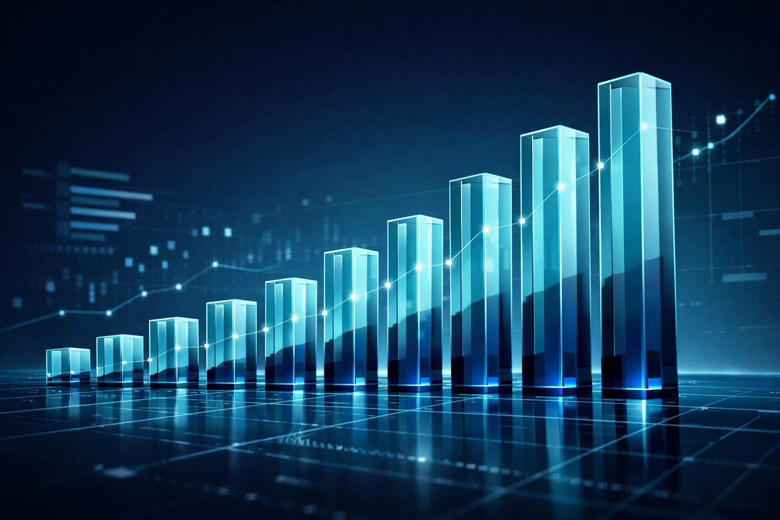 Data visualization showing the growth and efficiency of digital ERP adoption in the media industry.