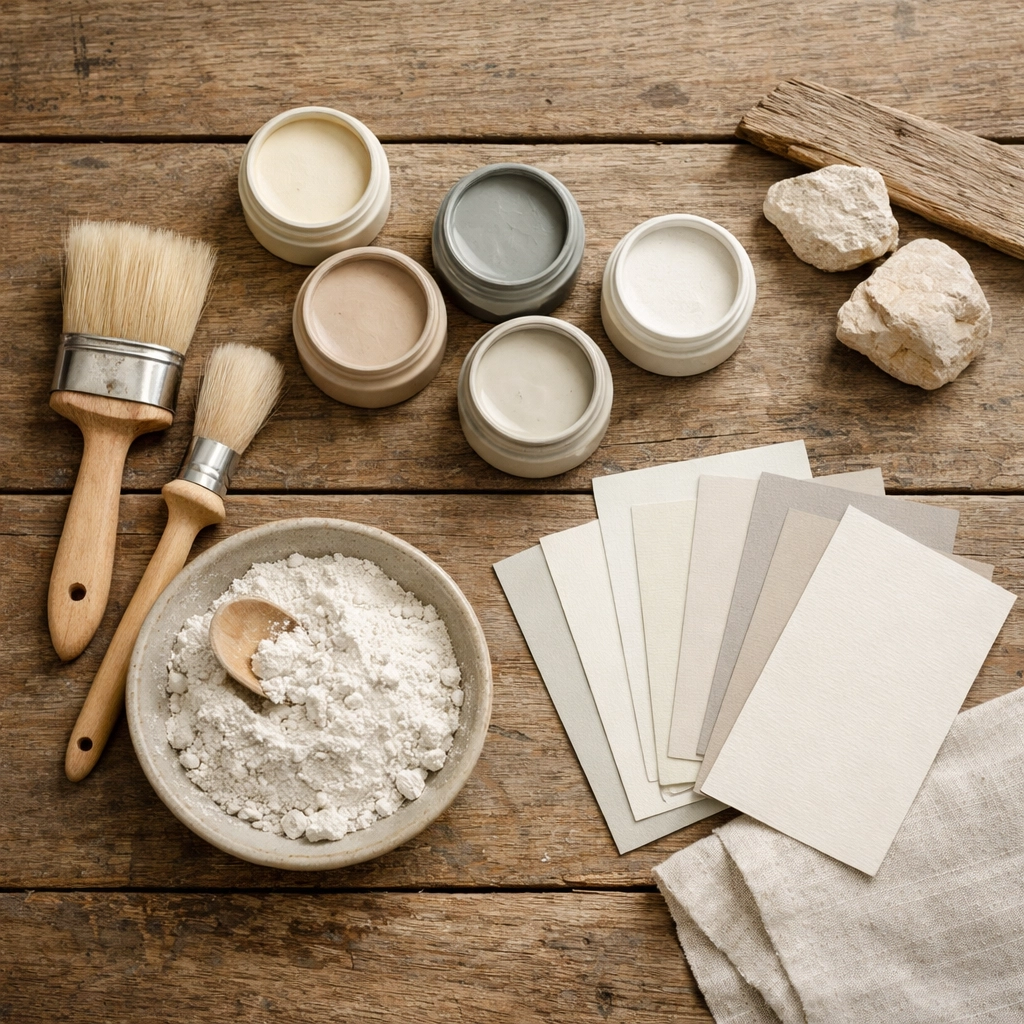 Traditional heritage paint samples and breathable materials for listed building restoration