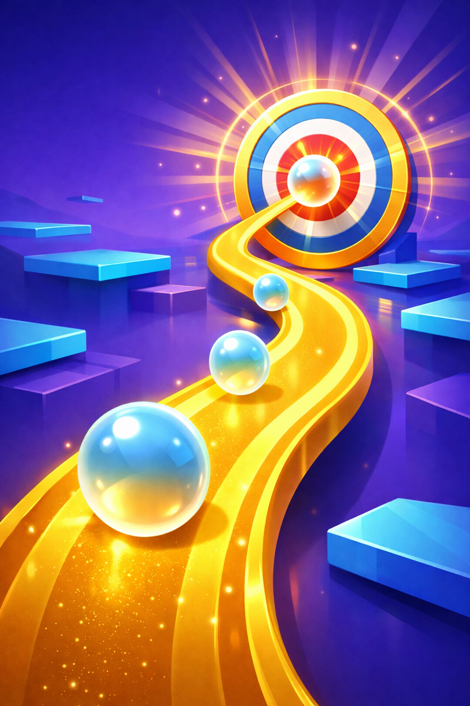 A glowing golden path leading to a target, illustrating conversion rate optimization and a frictionless customer journey.