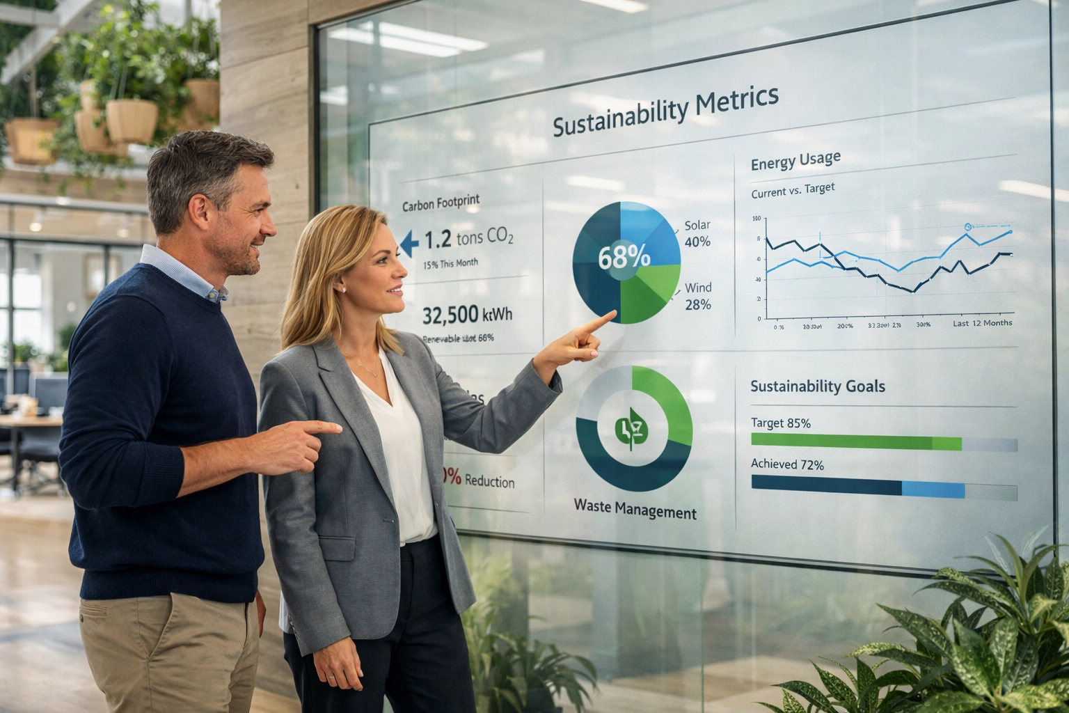 ServiceNow consulting experts discussing digital dashboard metrics to drive business ROI.