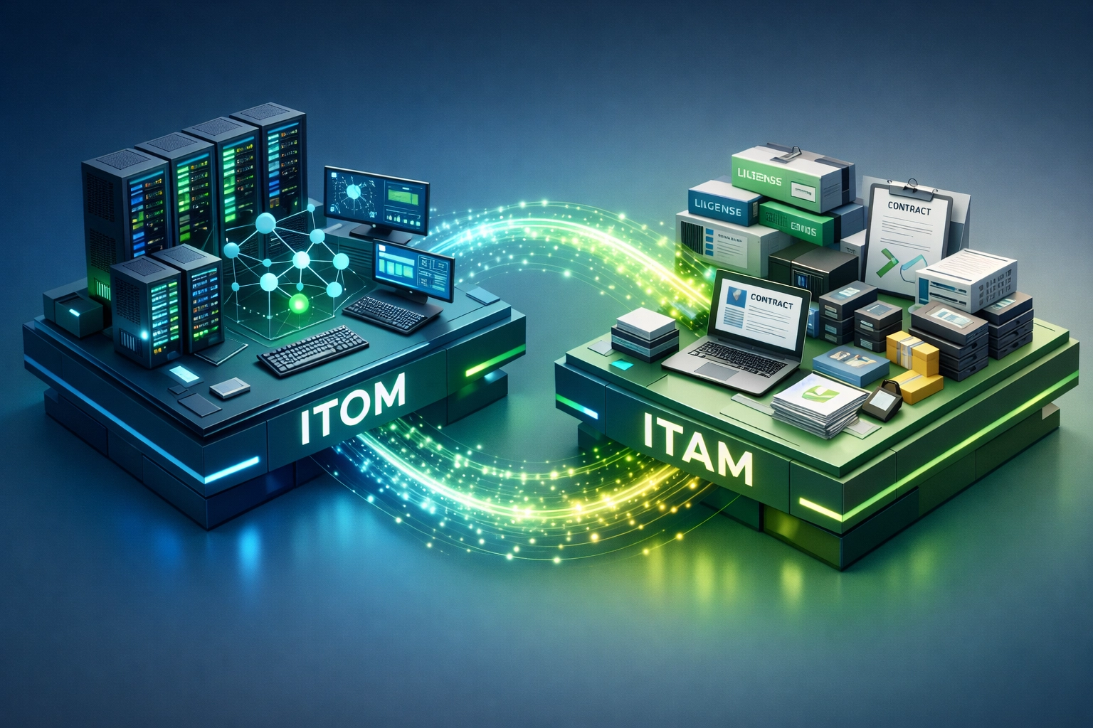 ServiceNow ITOM and ITAM integration architecture connecting operations and asset management