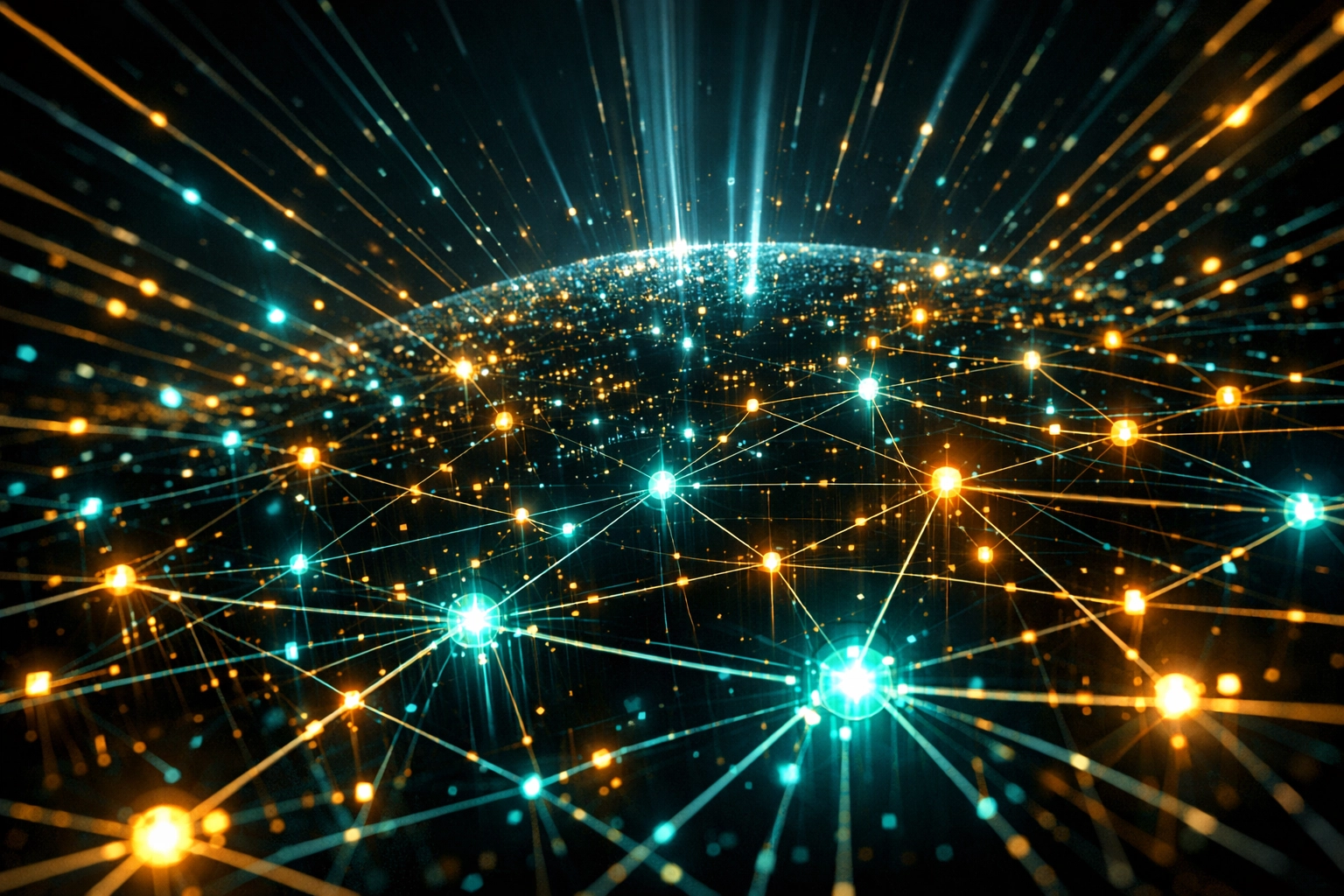 A global digital network representing an AI-powered lead generation and prospecting system.