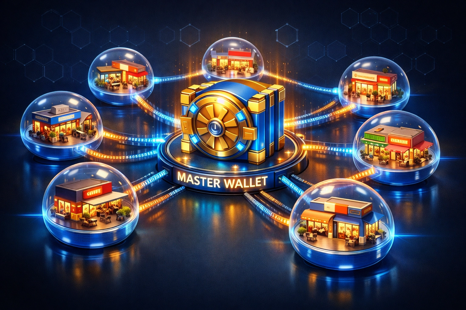 Master wallet and sub-wallet architecture for multi-location crypto merchant payment management