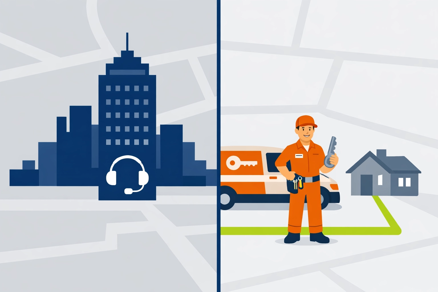 Comparison between national call centres and a local Bristol locksmith service.