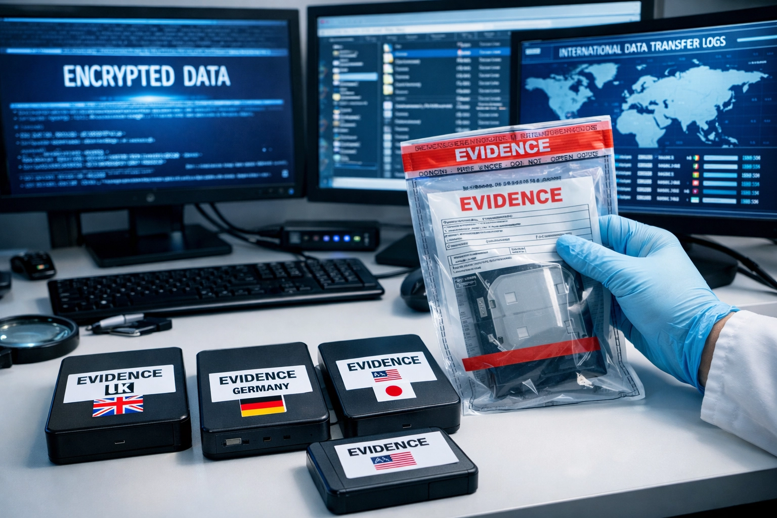 Digital forensics workspace managing cross-border evidence and international data protocols