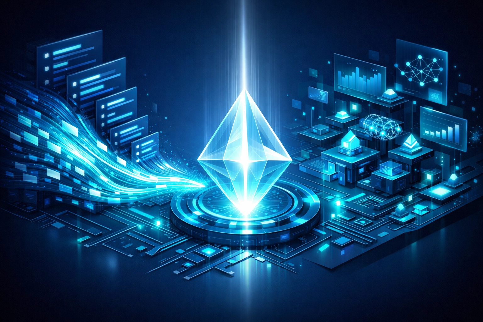 Traditional SEO search results morphing into a centralized AI answer engine for modern business visibility.