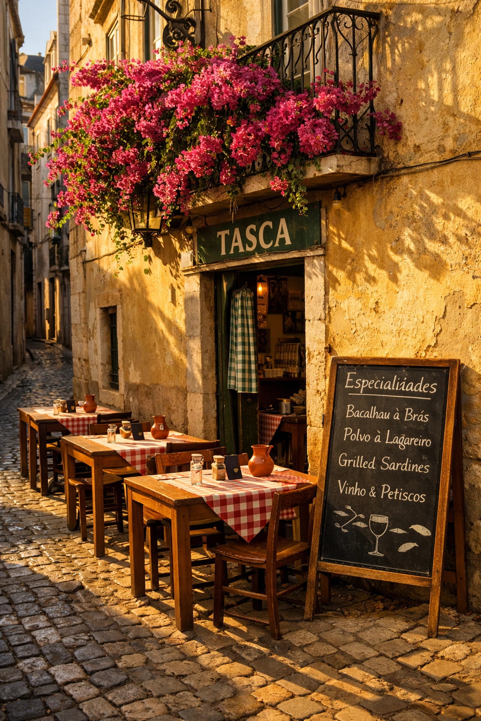 Traditional Lisbon tasca in Alfama alley, one of the best cheap eats spots for budget travel food