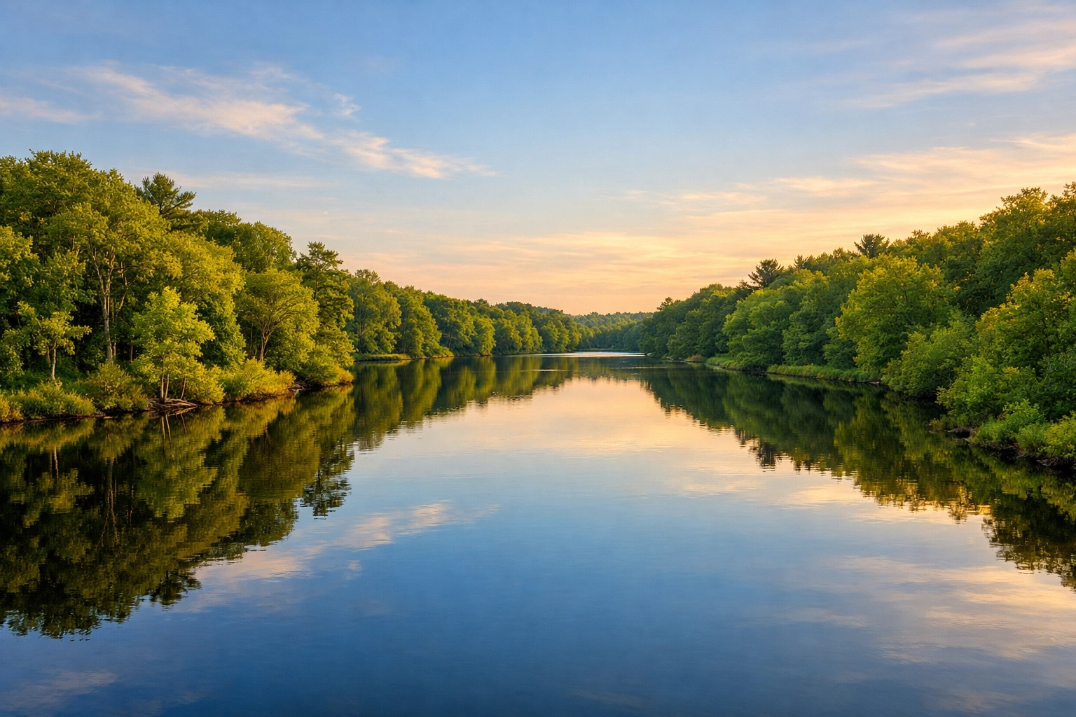 Tranquil view of the Charles River in Needham, representing the peace of mind from luxury residential cleaning.