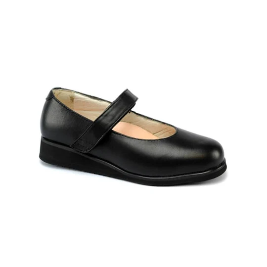 Black Mary Jane style adaptive shoe