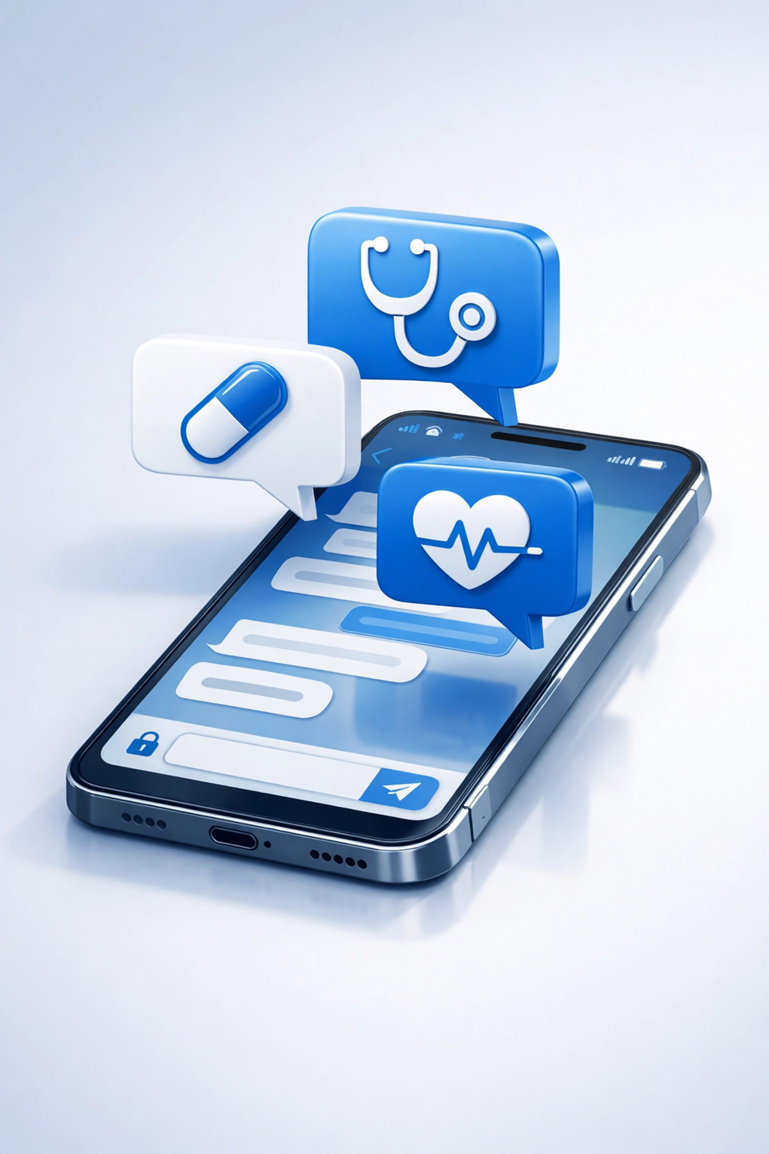 Secure text messaging with online doctor for fast prescription refills via smartphone