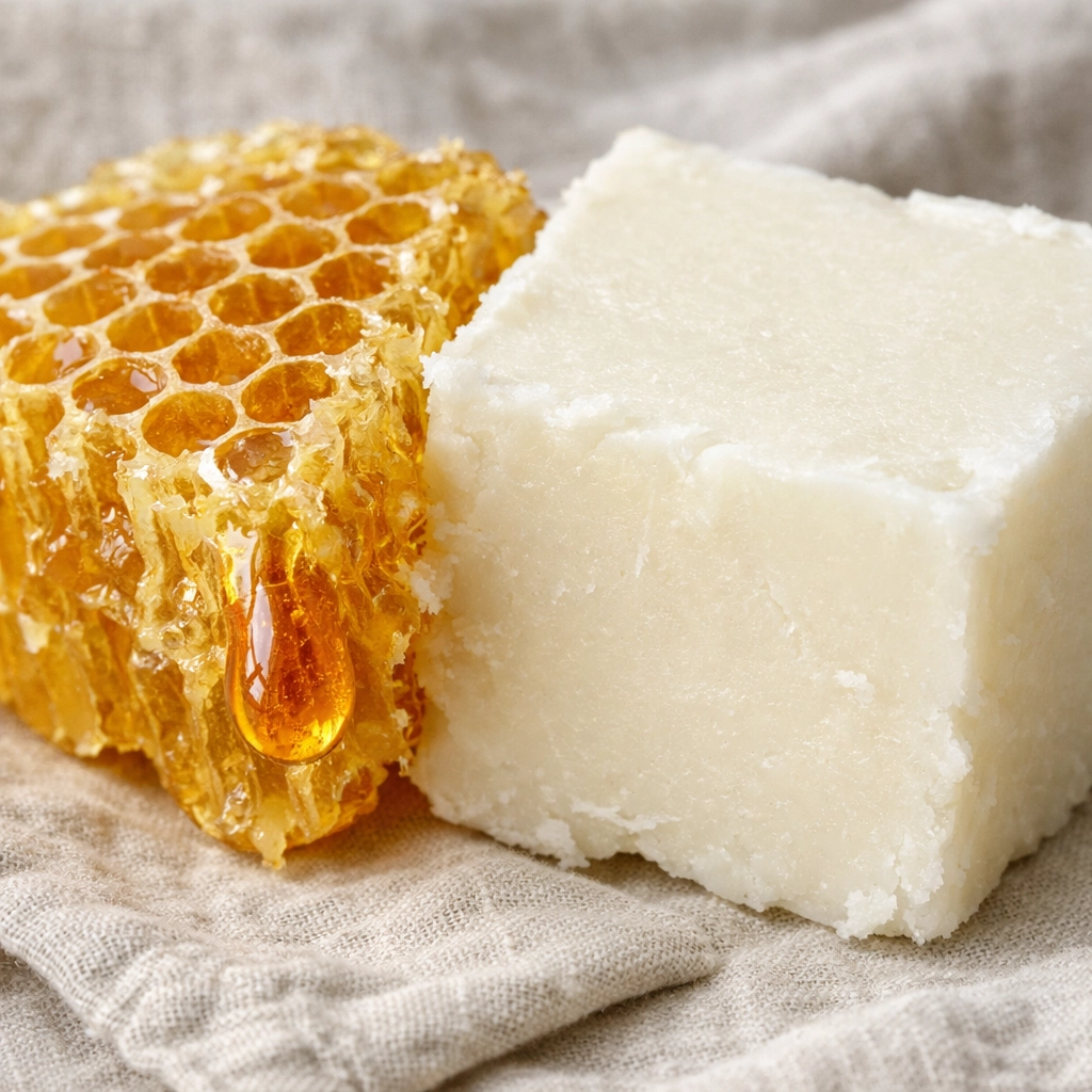 Raw honeycomb and rendered grass-fed tallow, the two primary non-toxic ingredients in NECTR balm.