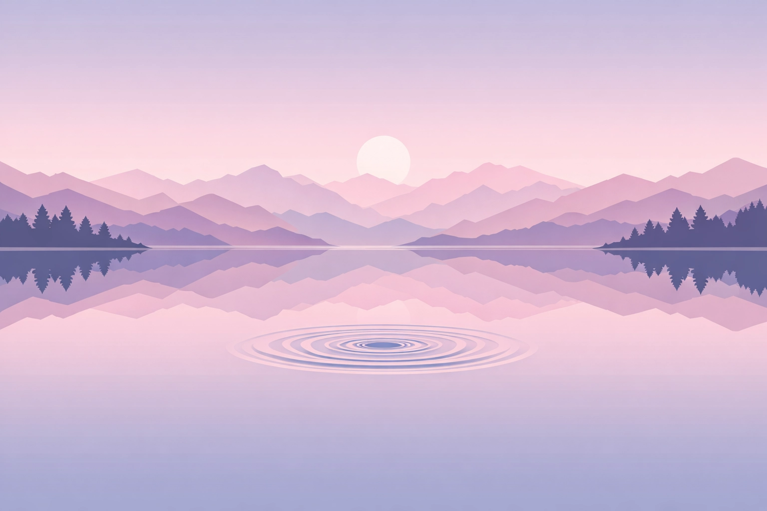 Peaceful lake at dawn with single ripple symbolizing God's still small voice in worship