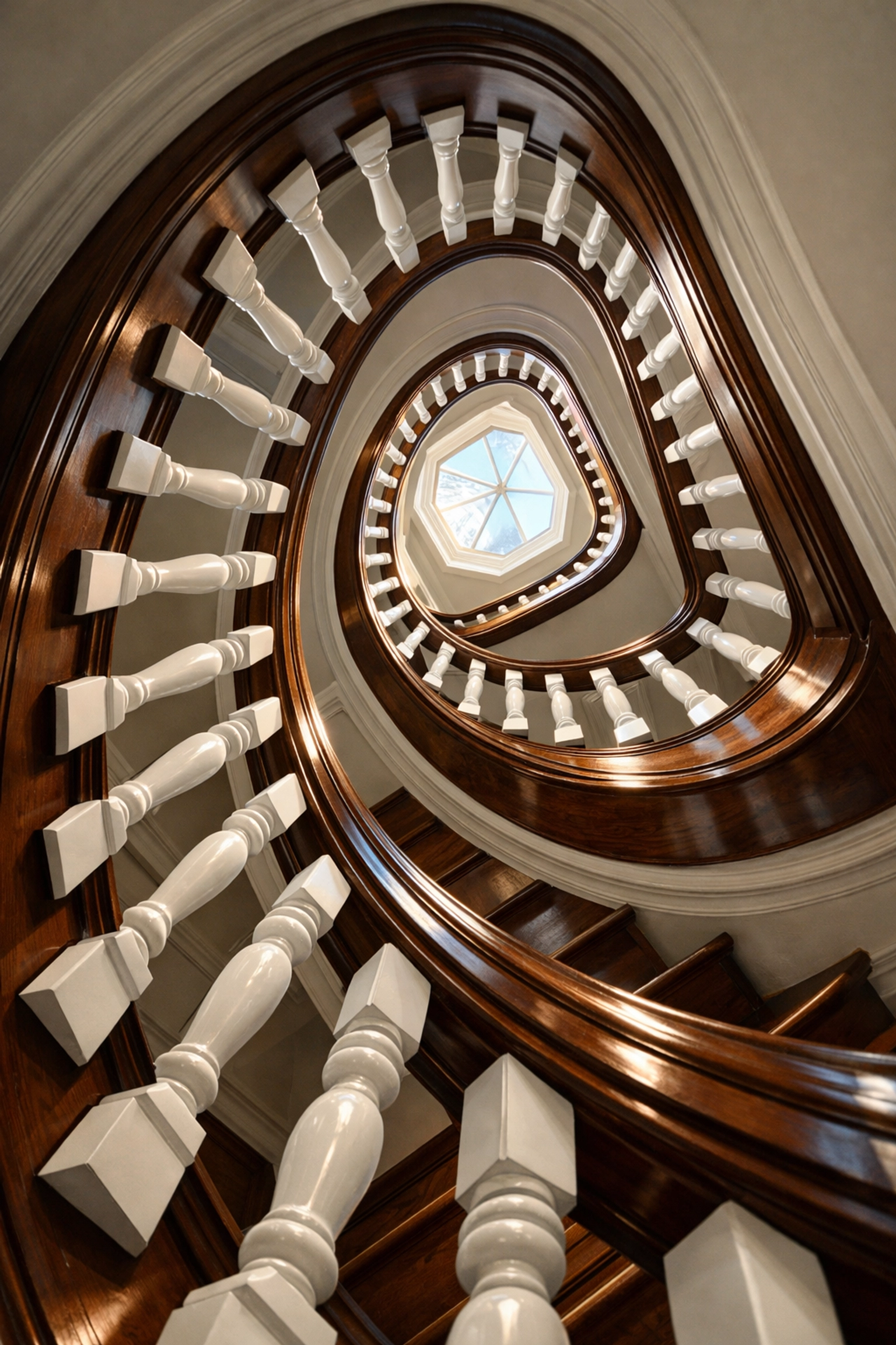 Dust-free wooden staircase in a Cambridge apartment showing professional move-in cleaning service reliability.