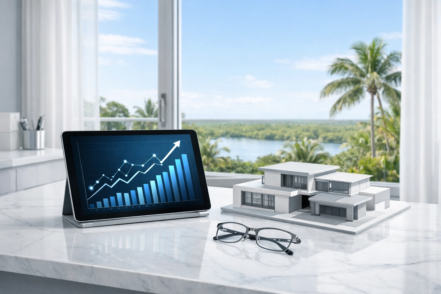 Financial growth charts on a tablet illustrating retirement planning Wesley Chapel FL strategies.