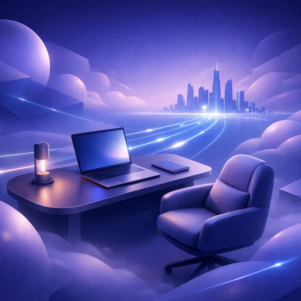 Minimalist home office setup illustrating remote work as a powerful workplace strategy for disability.