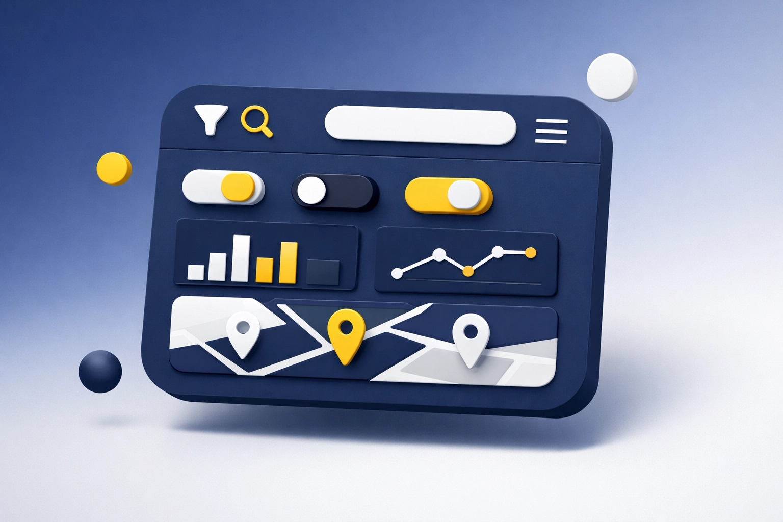 Google Ads account-level filters dashboard with location extension settings and toggles