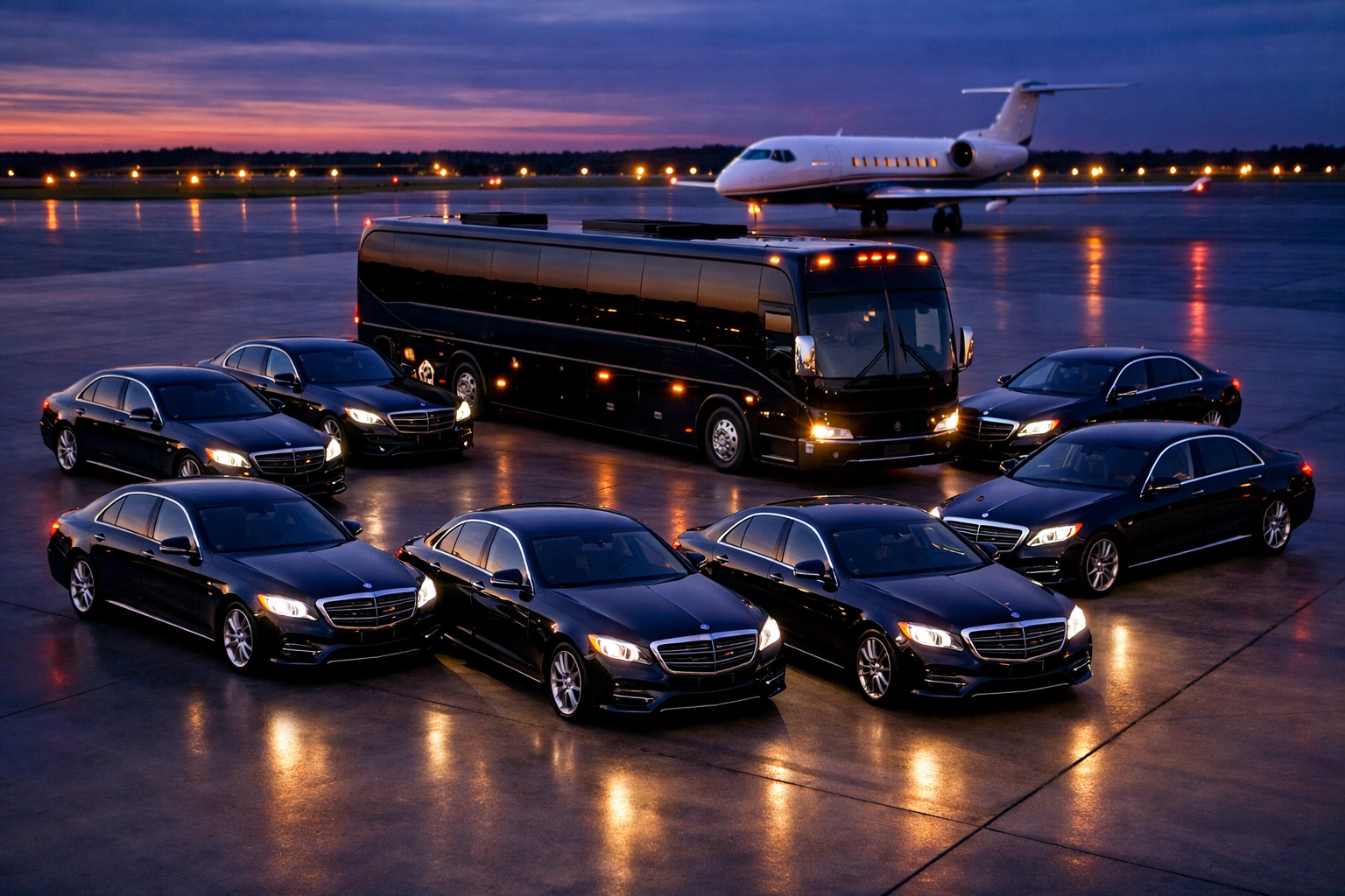 PRESS RELEASE: 5 Ways USA Entertainment Travel Is Transforming Super Bowl Corporate Travel with AI-Powered Logistics and Executive Concierge Services Corporate luxury vehicle fleet at airport for executive Super Bowl transportation management