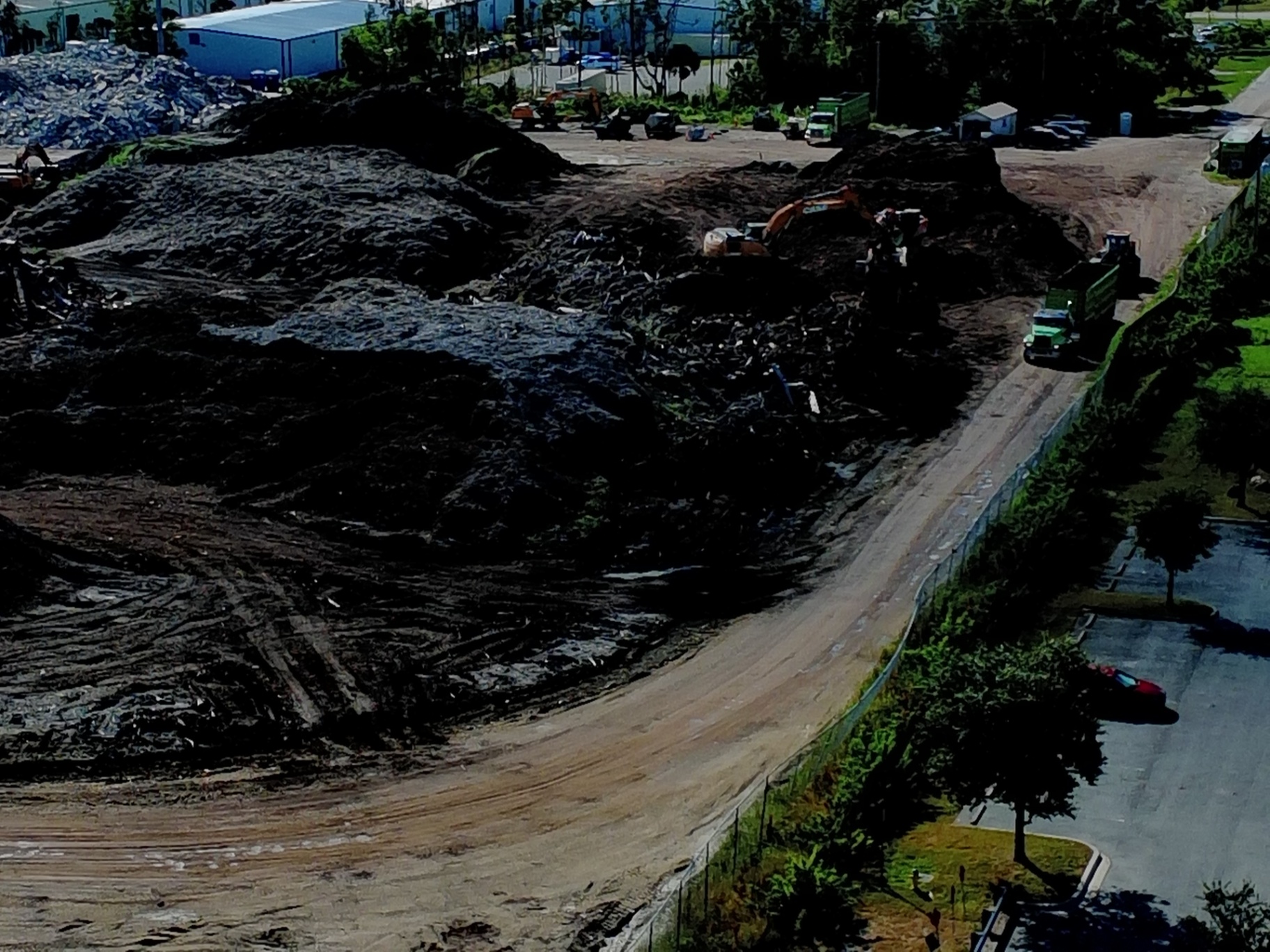 High-resolution aerial image of an active construction or excavation site