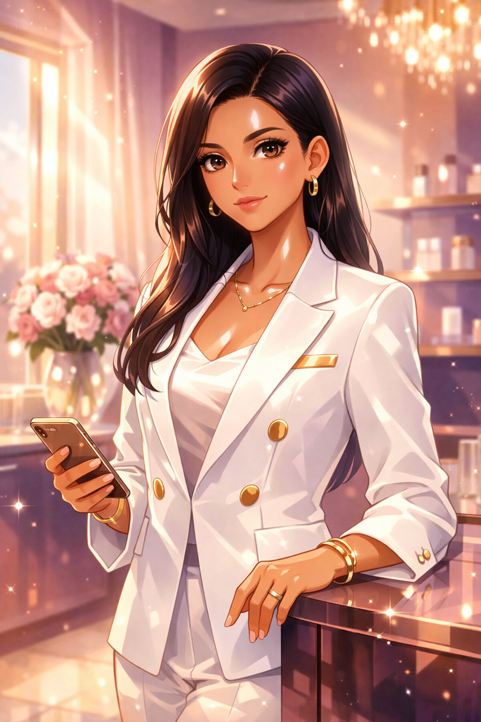 A confident professional woman in Huntingdon Valley with a glowing, glass skin complexion.