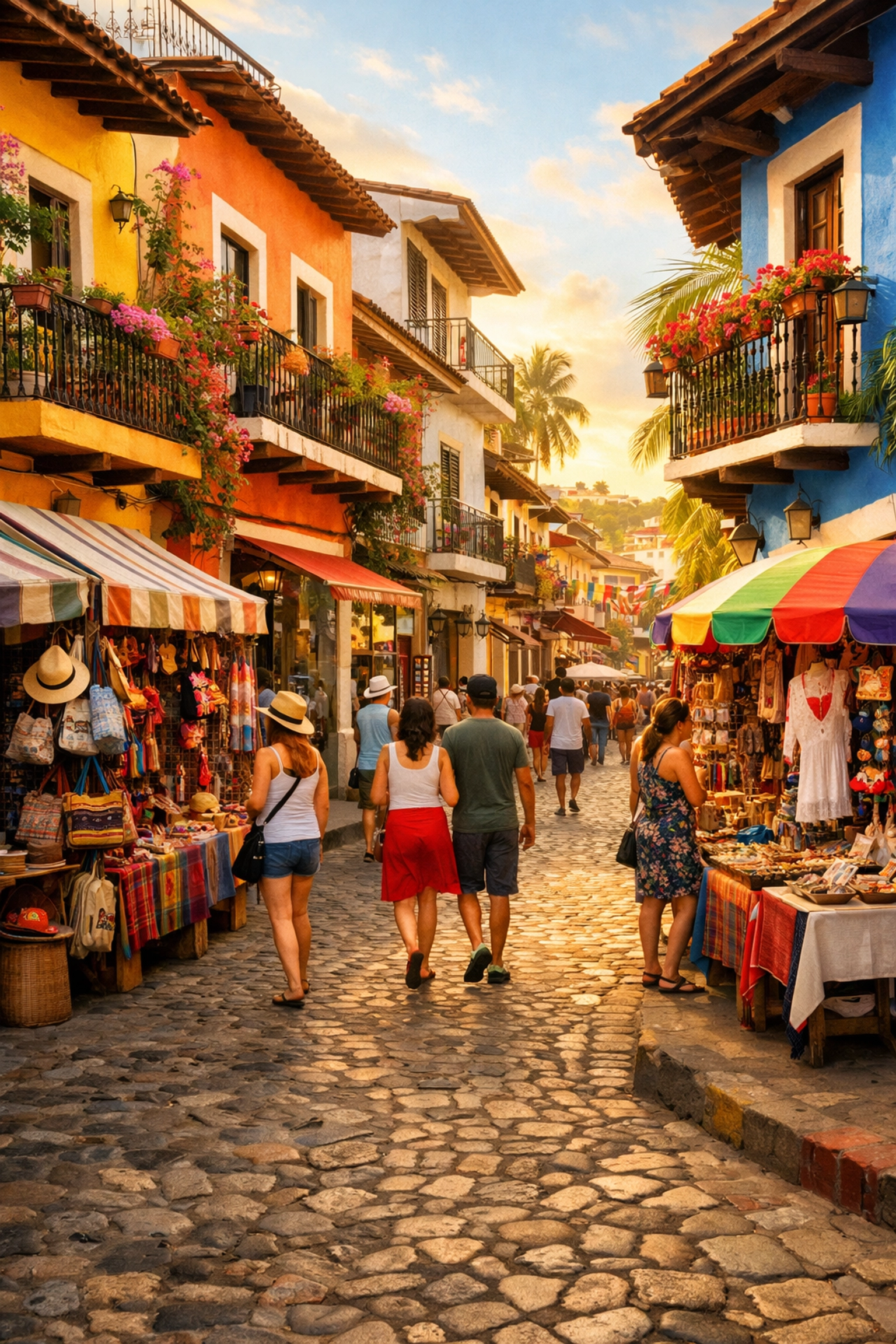 Colorful colonial streets in Old Town Zona Romántica Puerto Vallarta