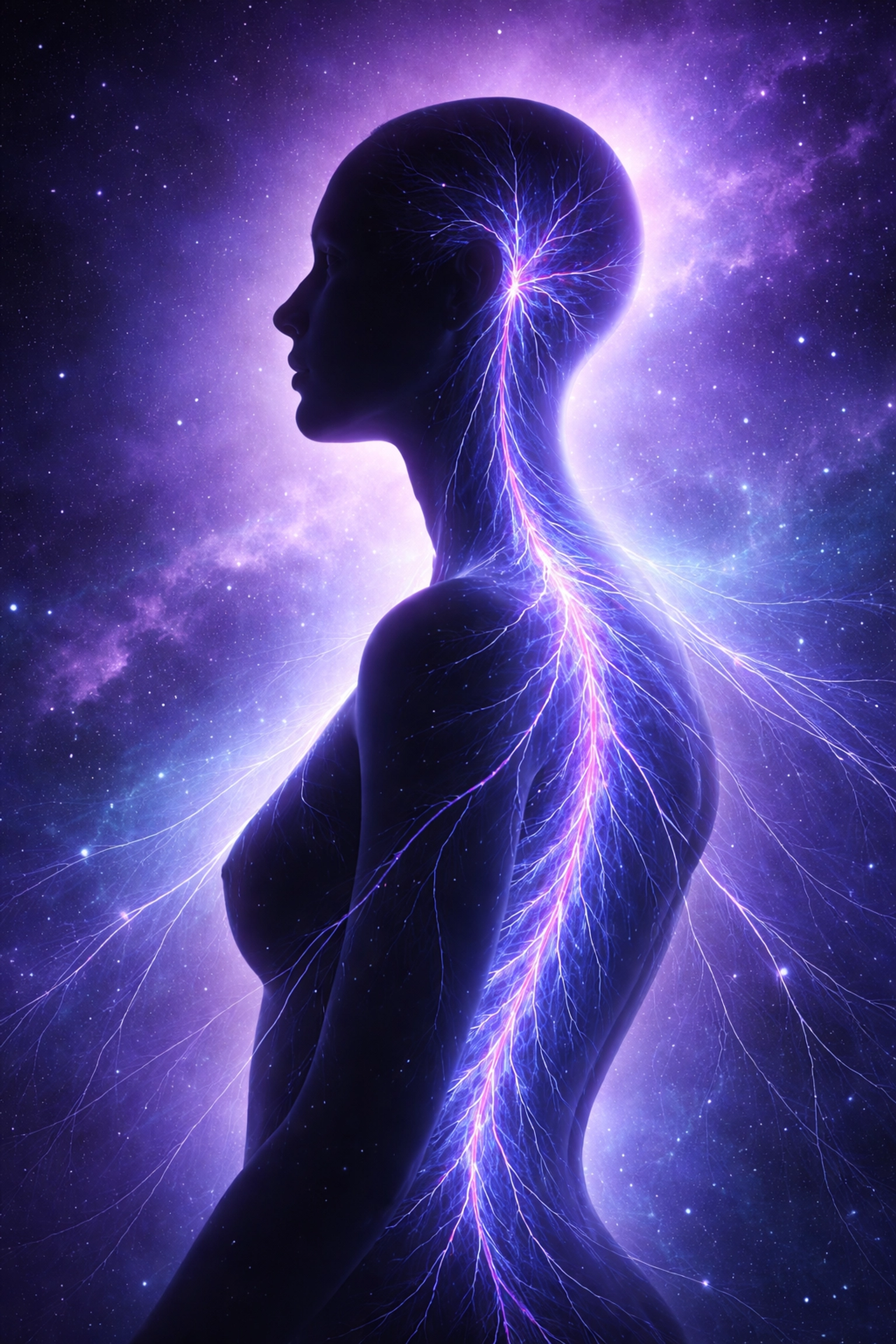Silhouette of a human with glowing neural pathways, symbolizing nervous system regulation and anxiety relief