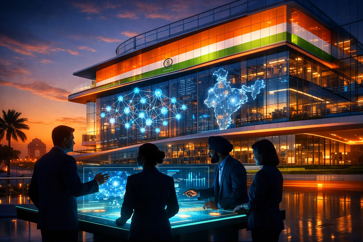 Modern AI technology center in India symbolizing emerging global tech leadership