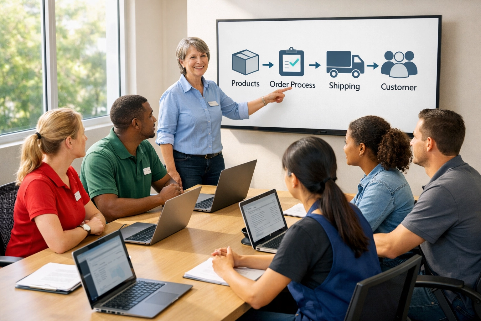 Retail team training session on ServiceNow workflows and process optimization