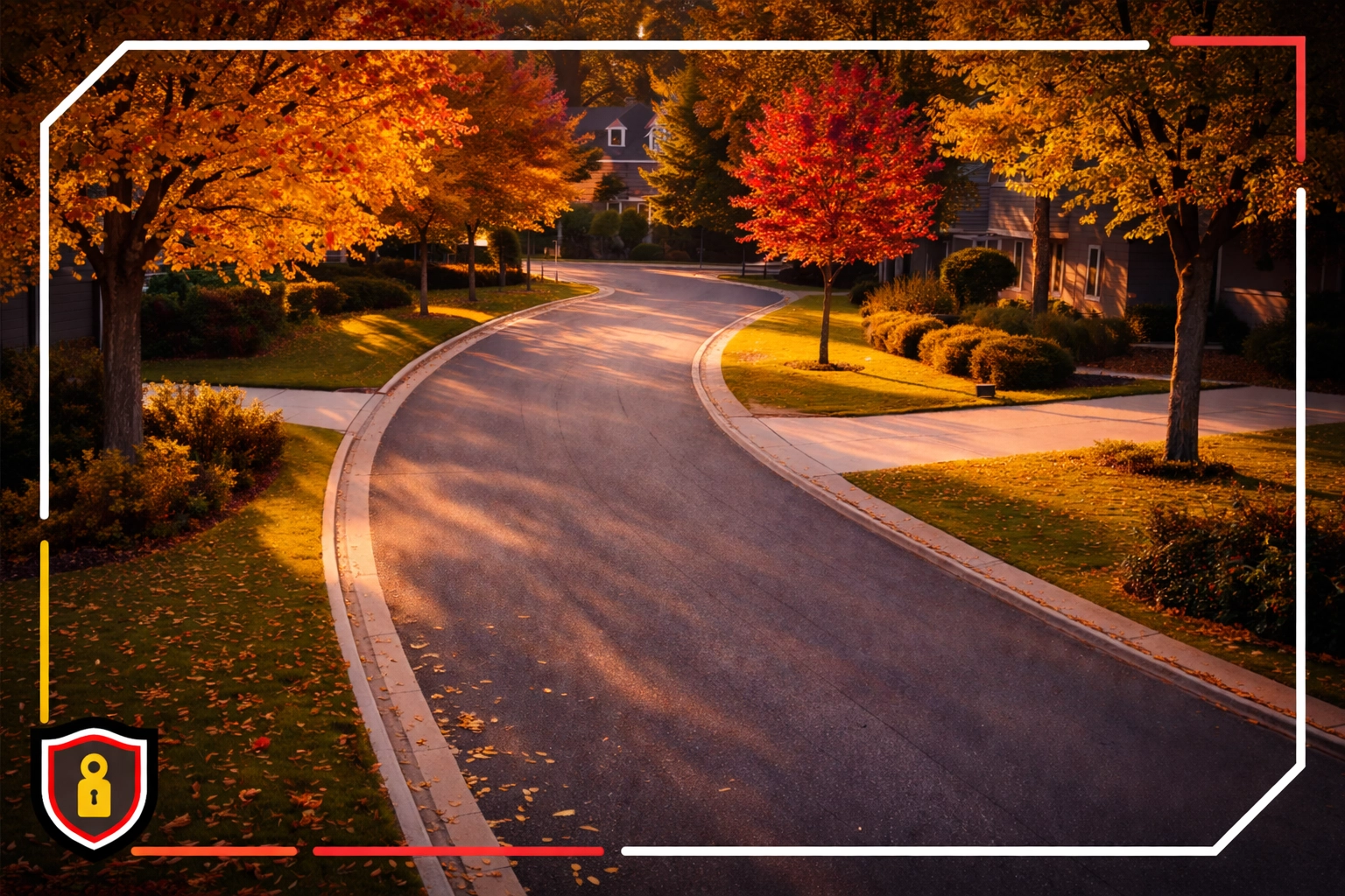 Indianapolis suburban neighborhood street at dusk showing wide service coverage (no service vans shown)