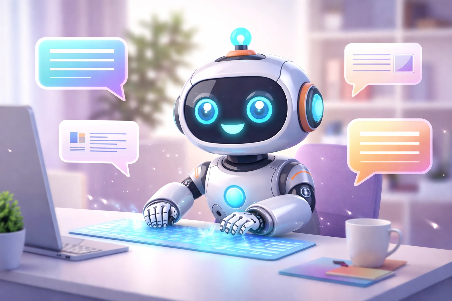 AI assistant generating content representing large language models for business communication