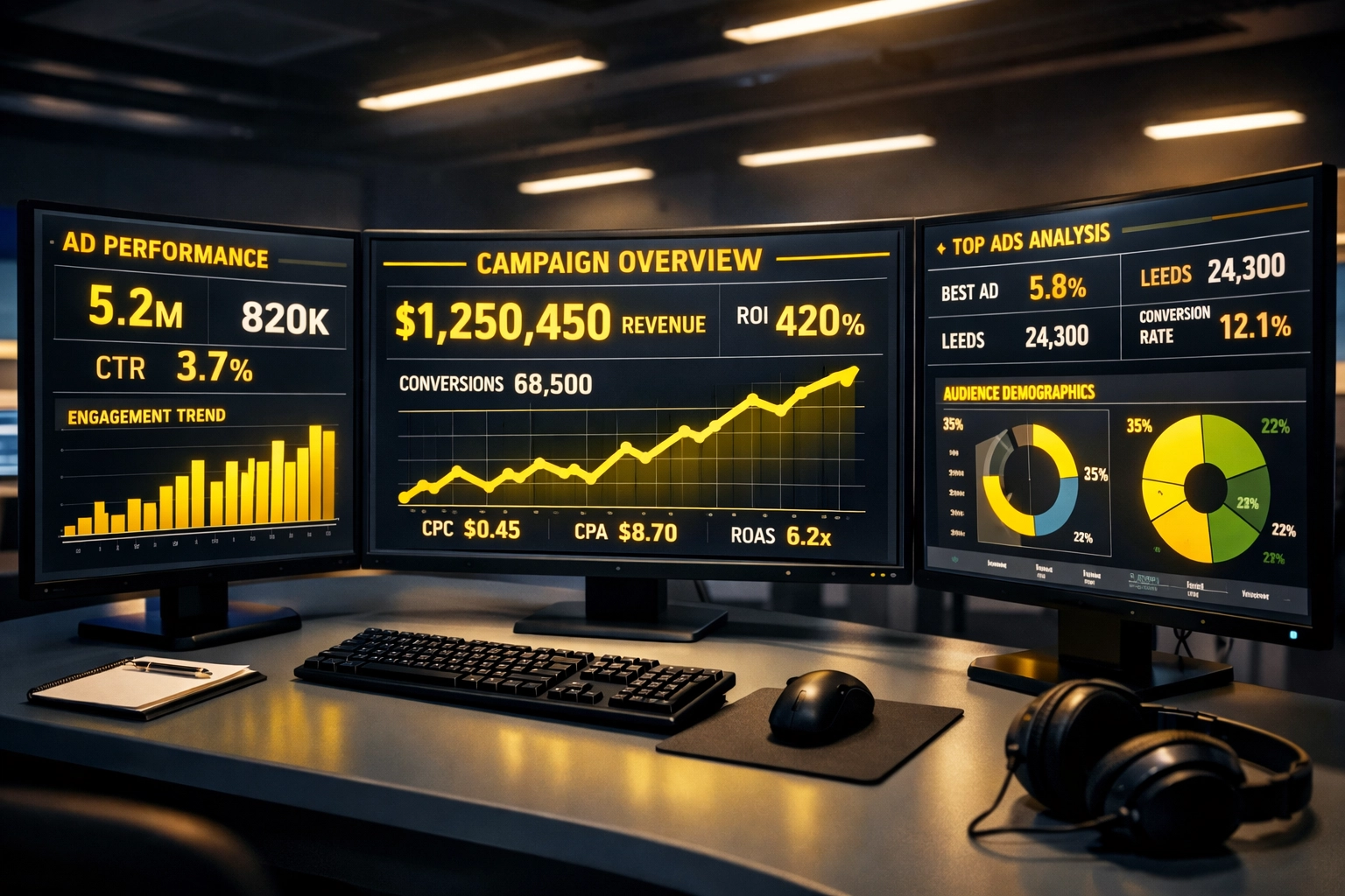 Amazon advertising campaign monitoring dashboard showing PPC metrics and performance