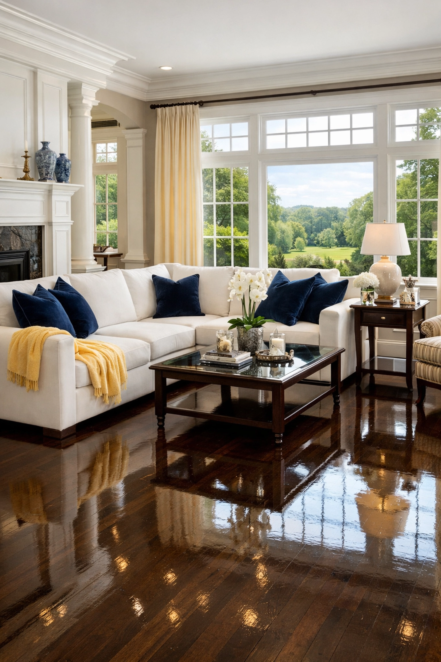 Spotless colonial living room reflecting the quality of professional house cleaning in Southborough, MA.