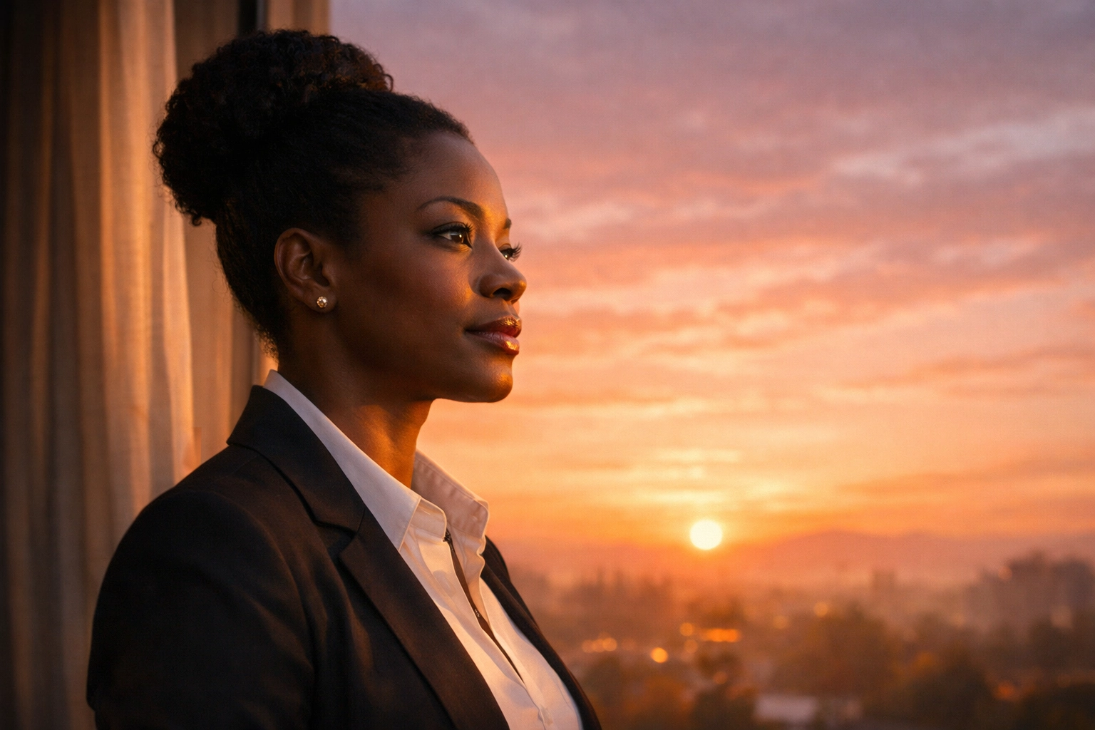 Leader gazing toward new beginnings after justice-aligned healing journey