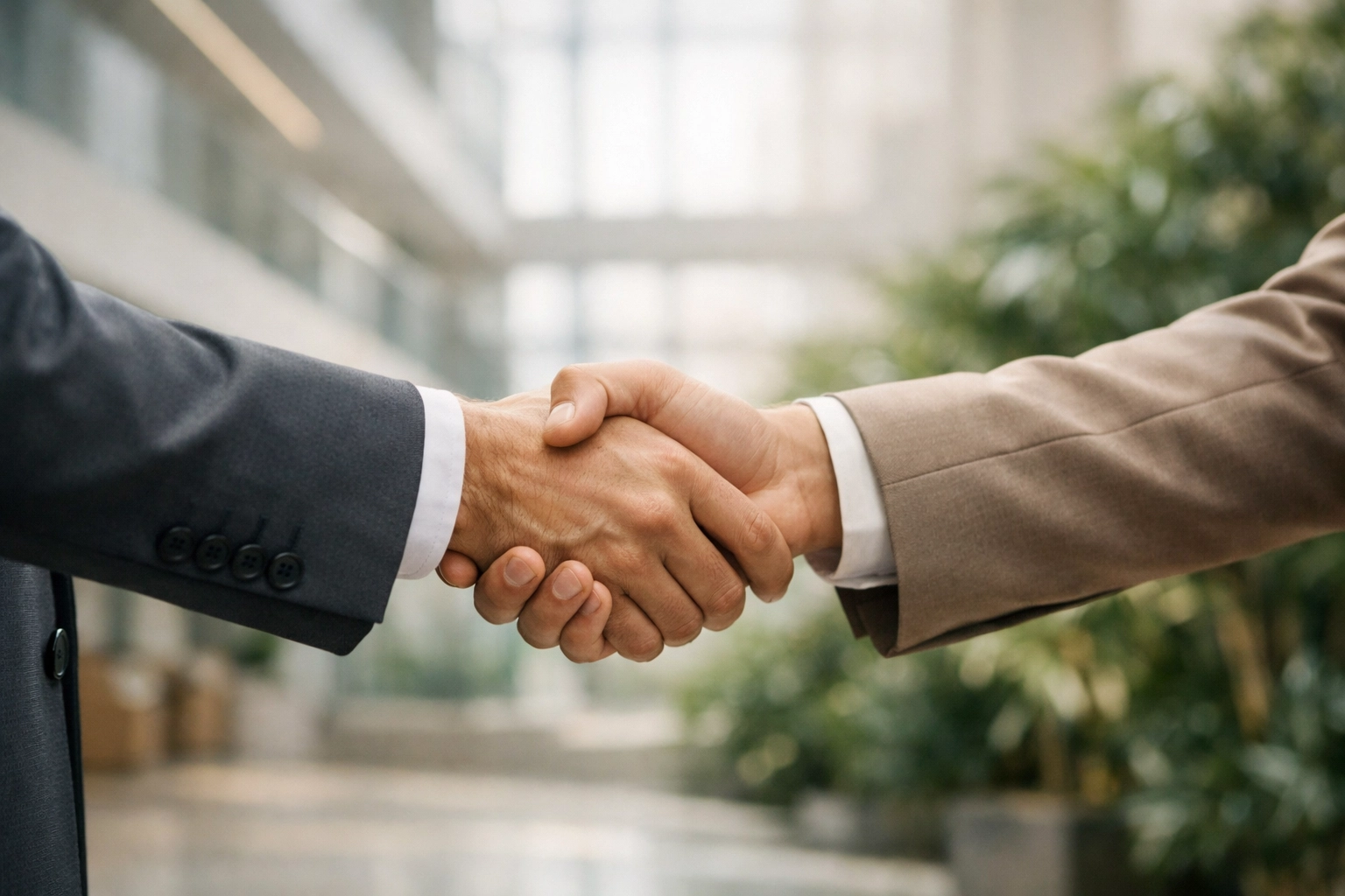 A professional handshake confirming a partnership to sell property at auction for the best market price.