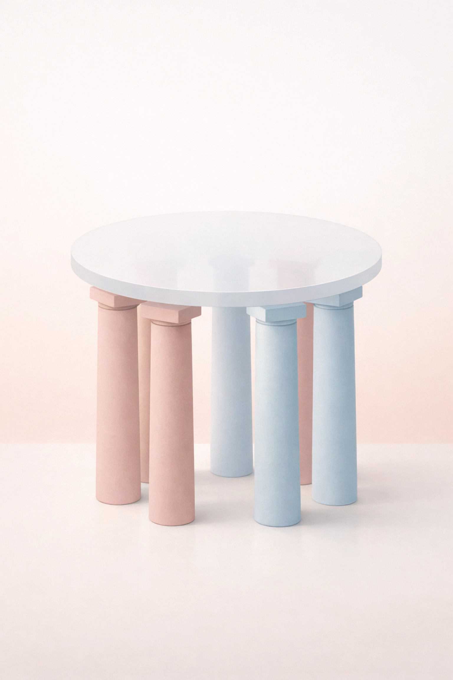 Minimalist pillars supporting a disc, representing structural organizational support for LGBTQ leaders.