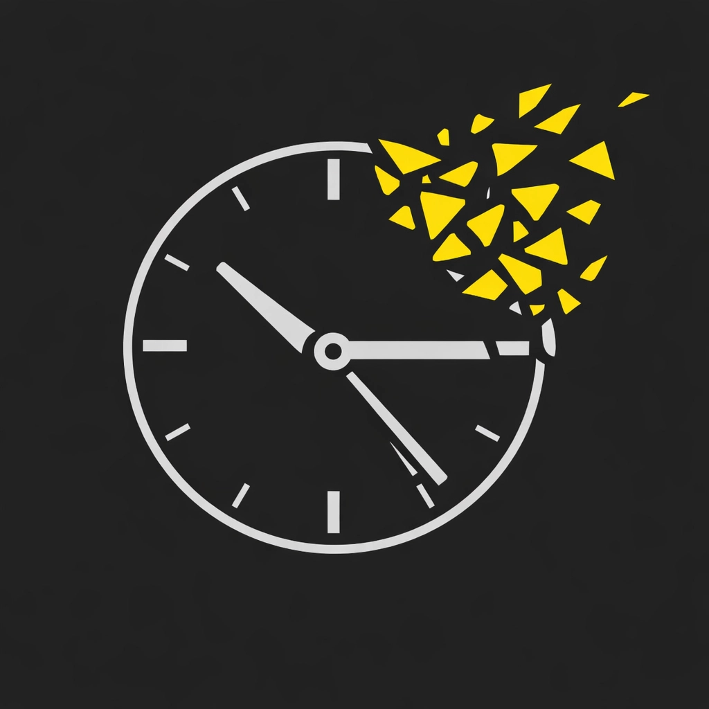 Broken clock representing lost business productivity and time from attention fracking