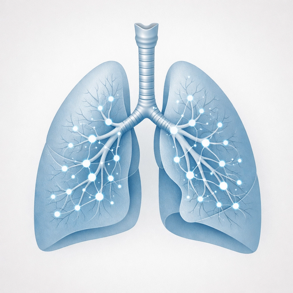 Illustration of the respiratory system representing digital transformation in NHS respiratory services.