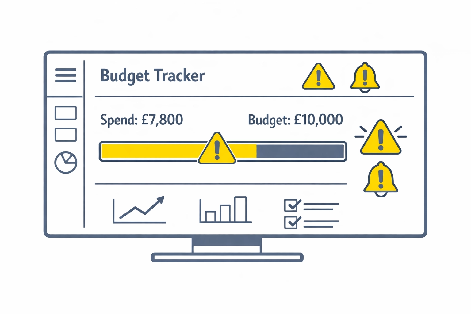 Real-time construction budget dashboard tracking project spend versus budget