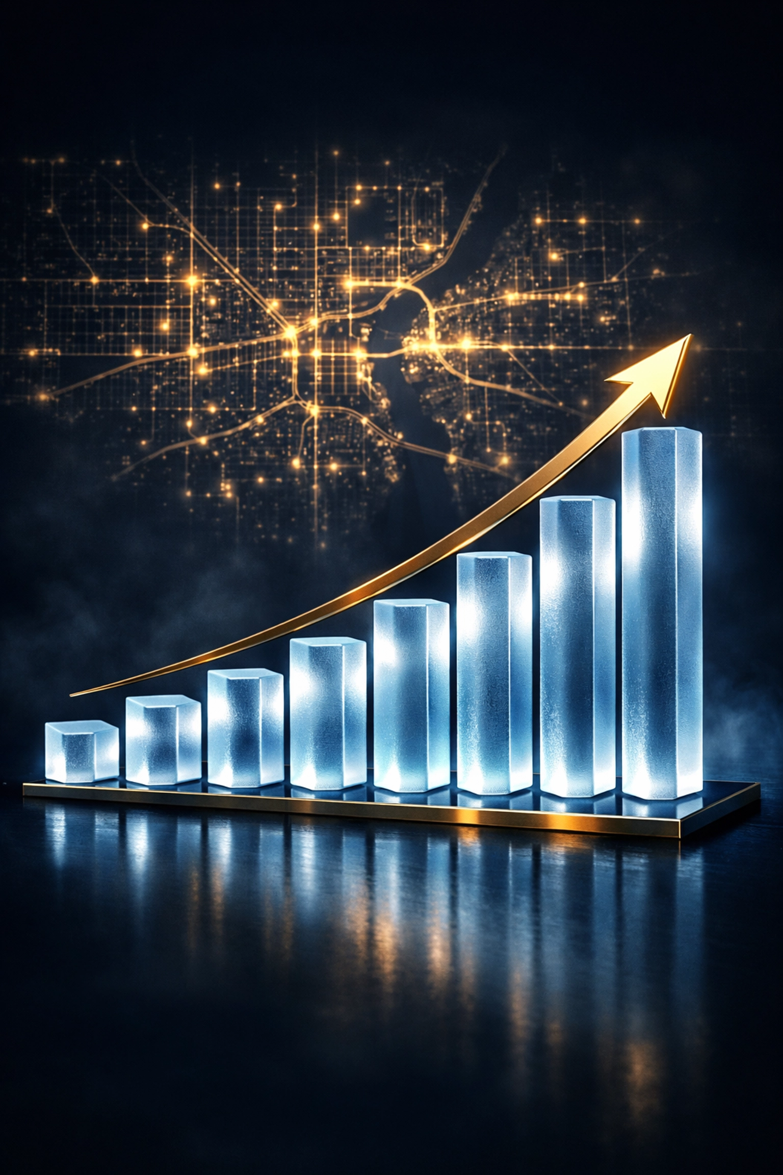 Growth chart showing rising search visibility and patient leads for local healthcare providers.