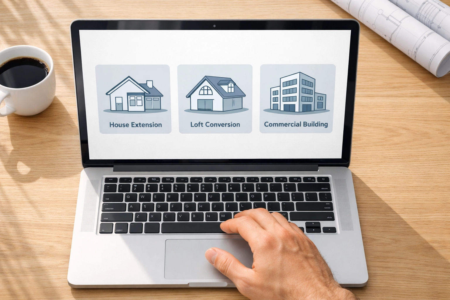 Selecting project types on planning predictor tool showing extension and loft conversion options