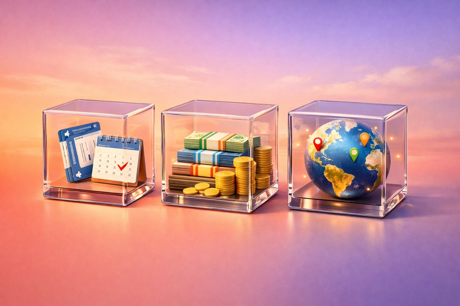 Group travel planning essentials including flights, budget, and destination organized visually